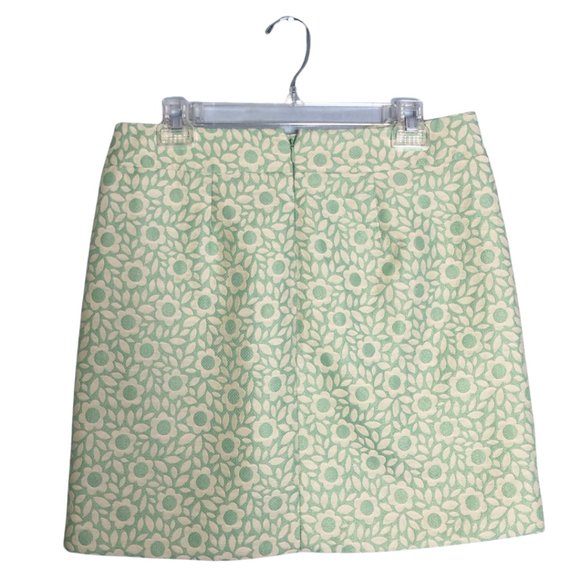 LOFT Light Green and Off White Mini Skirt A-LIne Size 6 Retro Flowers Floral - Picture 3 of 8